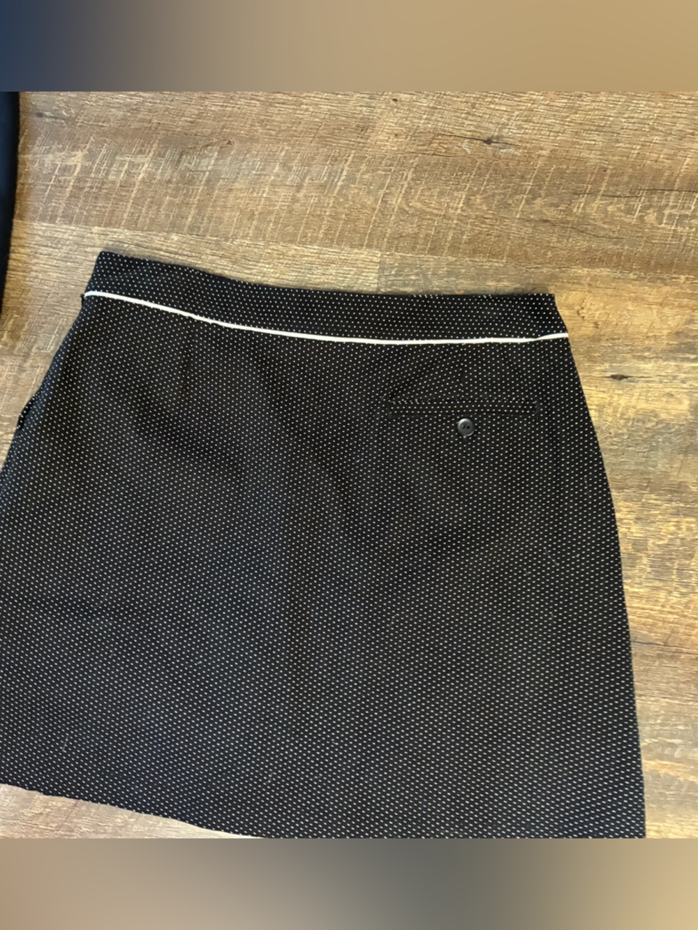 Allyson Whitmore Black Button-Down with White Dot Pattern